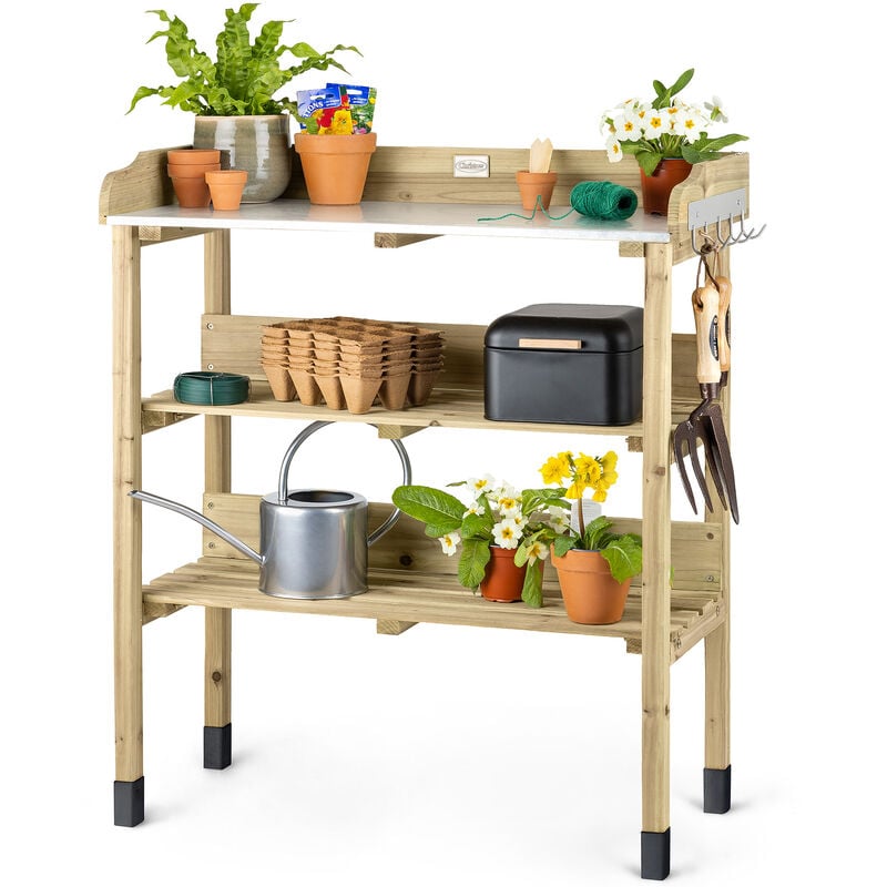 Potting Table With Storage - Natural Wood