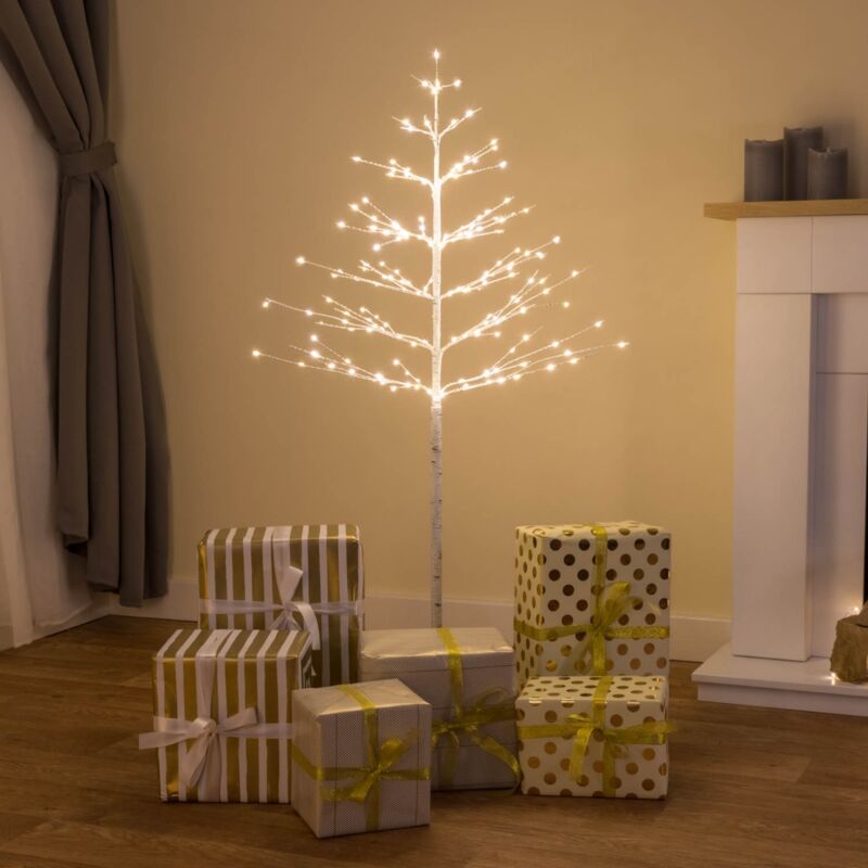 Christow Warm White Micro Led Birch Tree Free Standing Light Up Twig Ornament Indoor Outdoor 4ft 5ft 6ft Pre Lit Christmas Decoration Indoor Lights Lighting