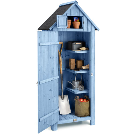 Christow Slimline Garden Shed With Lockable Door - Blue