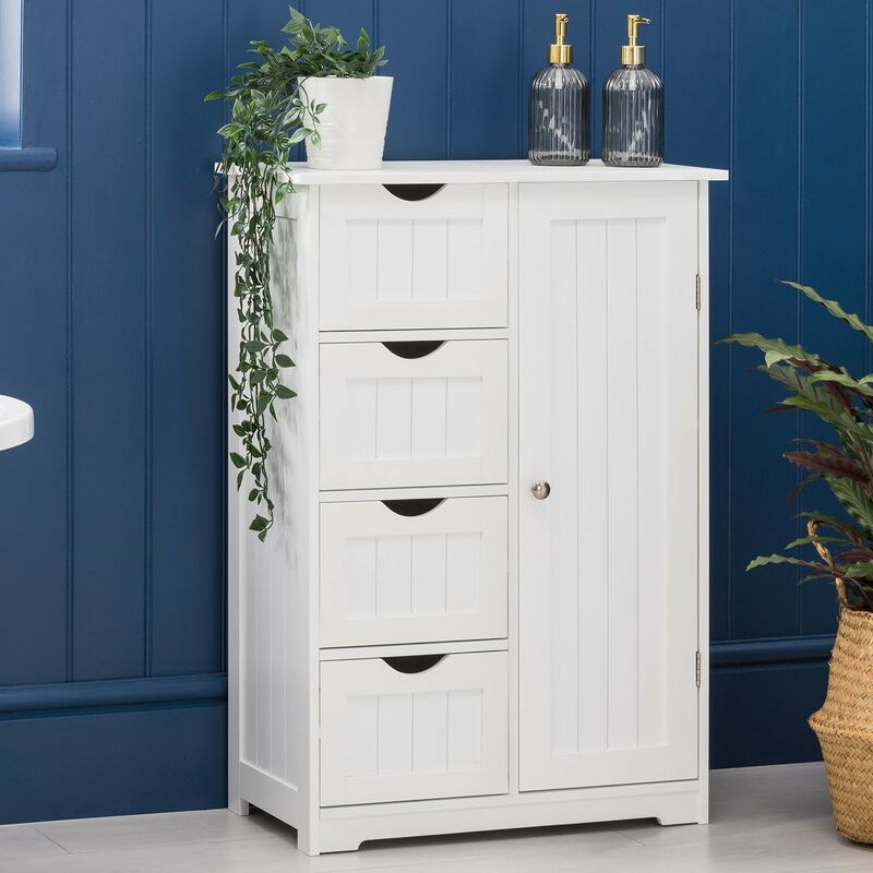 Christow White 4 Drawer Bathroom Cabinet