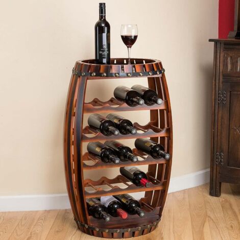 Black HOMCOM 25 Bottle Horizontal Free Standing Wine Rack Stand Wood and Metal
