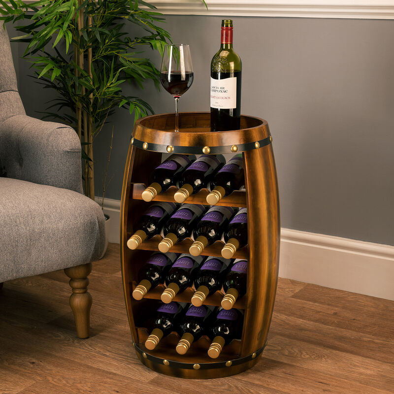 Christow - Wooden Barrel Wine Rack (14 Bottle)