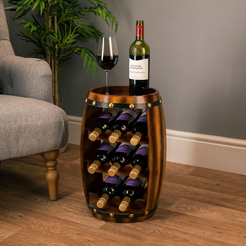 Christow - Wooden Barrel Wine Rack (8 Bottle)