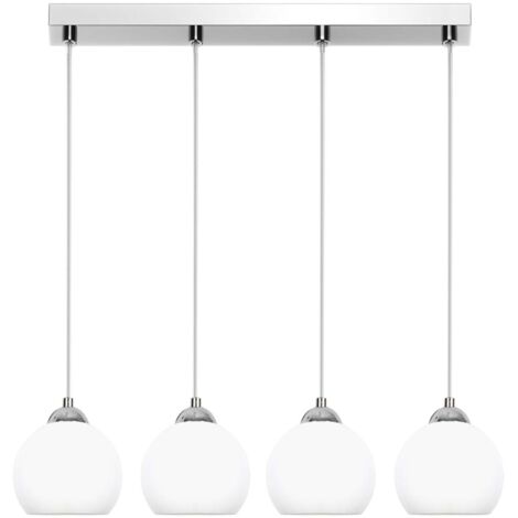 Chrom-Deckenhängelampe mit weißem Lampenschirm MOKA SILVER 13-671