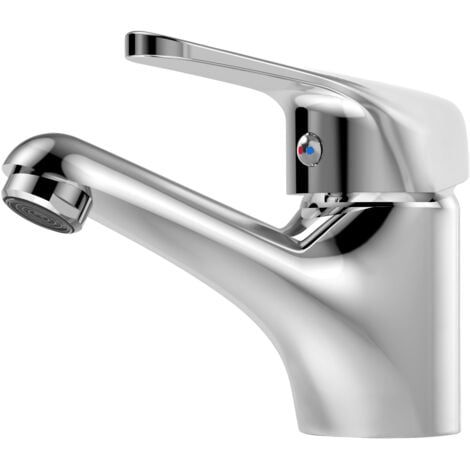 AURALUM Chrom Wasserhahn Bad Messing Waschtischarmatur mit Kurzer Auslauf 60 mm, Waschbecken Armatur, Badarmatur Mischbatterie fürs Badezimmer