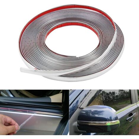 Chrom-Zierleiste für Autos, 10 mm x 15 m, universelle, selbstklebende Zierleiste für Stoßstange und Türen