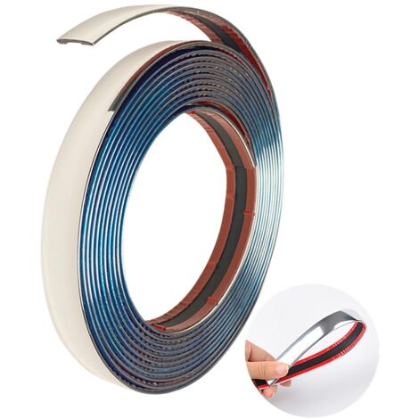 Chrom-Zierleiste fürs Auto, 10 mm x 5 m, selbstklebende Chrom-Zierleiste für die Außendekoration von Karosserie, Fenstern (5 m, 10 mm)