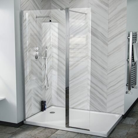 Chrome 1200 Walk In Wet Room Shower Enclosure Screen and Flipper Return Panel 8mm