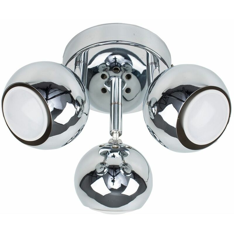 Minisun - 3 Way Round Plate Adjustable Eyeball Ceiling Spotlight With 5W GU10 LED Bulbs Warm White - Chrome
