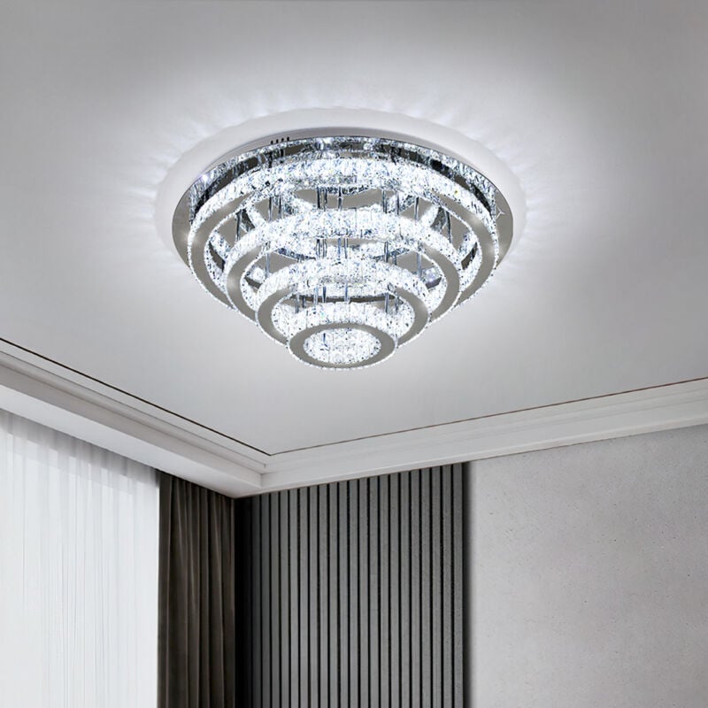 Chrome 4 Tier Chic Crystal Flush Mount Ceiling Light