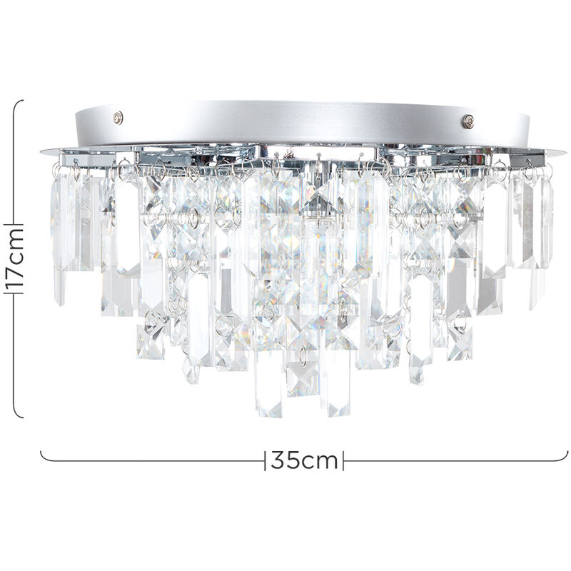 Chrome 5 Way Lead Crystal Jewel Diamond Droplet Flush Ceiling Chrome 5 Way Lead Crystal Jewel Diamond Droplet Flush Ceiling Chandelier Fitting 19797