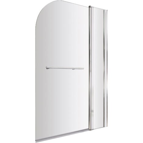 Chrome 6mm Glass Reversible Shower Bath Screen Fixed Panel 1433 x 998mm