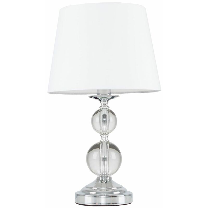Chrome and Acrylic Ball Touch Dimmer Table Lamp With Light Shade - White - No Bulb