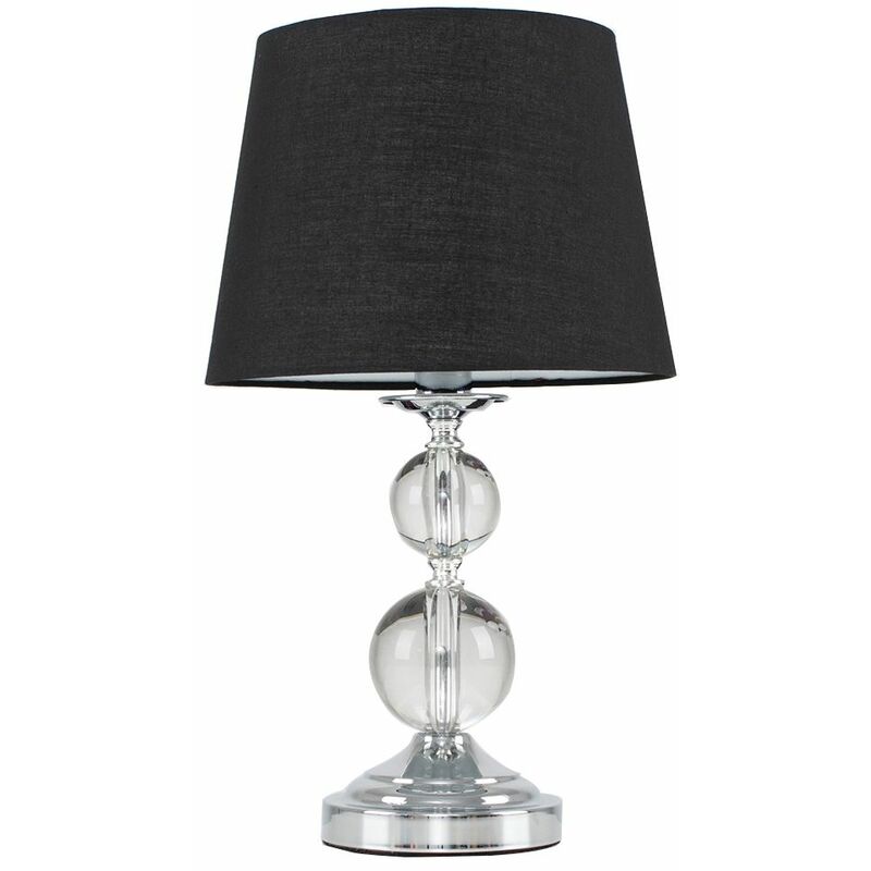 Chrome and Acrylic Ball Touch Dimmer Table Lamp With Light Shade - Black - No Bulb