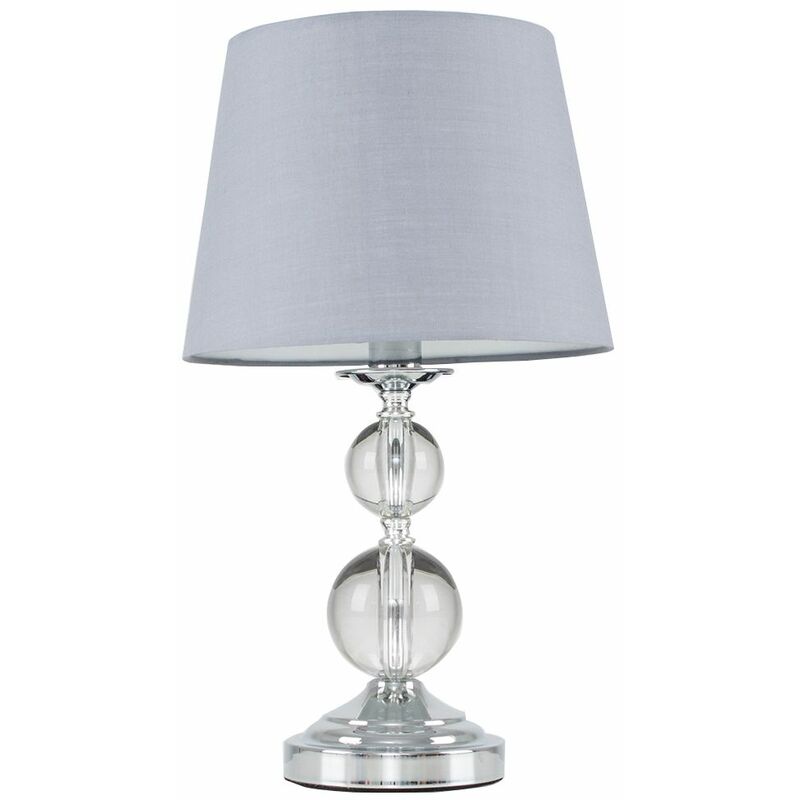 Chrome and Acrylic Ball Touch Dimmer Table Lamp With Light Shade - Grey - No Bulb