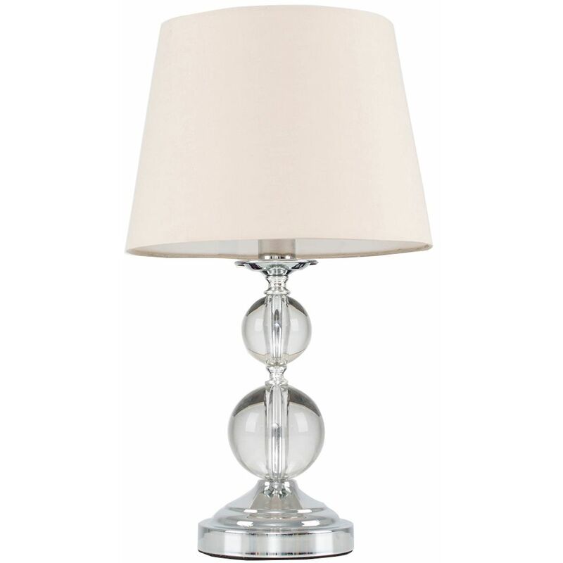 Chrome and Acrylic Ball Touch Dimmer Table Lamp With Light Shade - Beige - No Bulb
