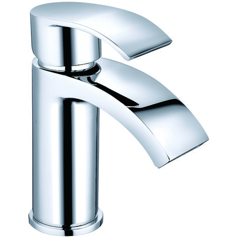 main image of "Chrome Basin Sink Mixer Tap Bathroom Faucet with Curved Spout"