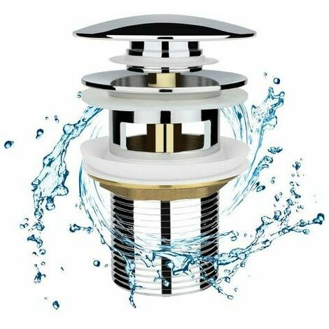 Chrome Basin Sink Waste Modern Pop Up Click Clack Sprung Plug Slotted with Overflow