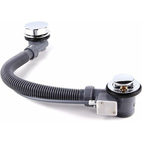 Chrome bath drain with overflow and waste plug