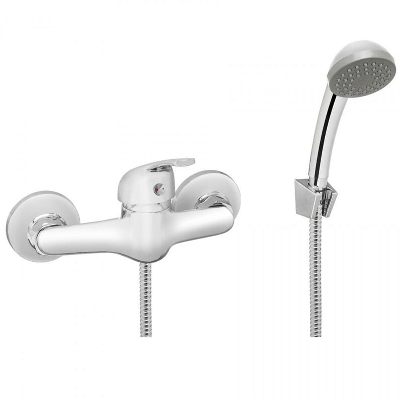 Chrome Bathroom Mixer Shower Kit Set Wall Mounted Showering Faucet with Handle