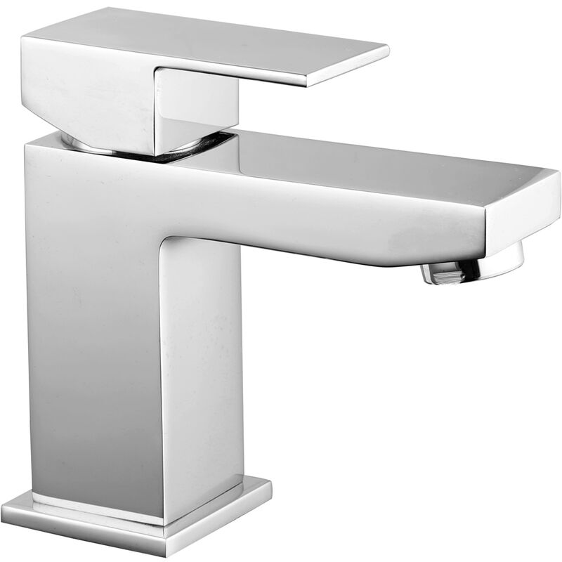Square Basin Sink Mixer Tap Modern Chrome Bathroom Faucet
