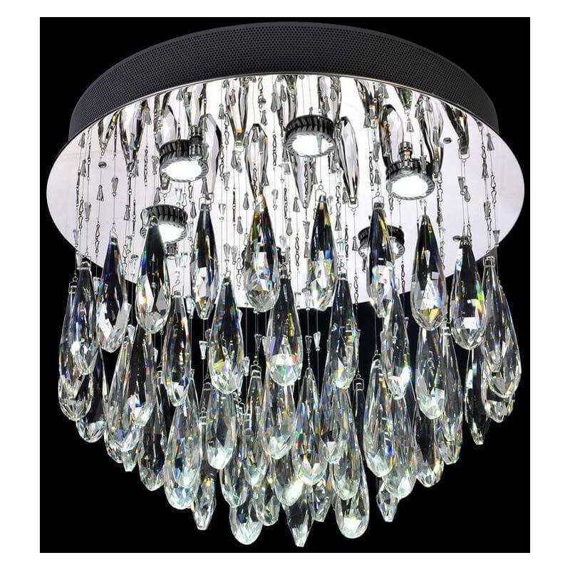 Chrome crystal ceiling lamp Shimmer 6 Bulbs Height 42 Cm