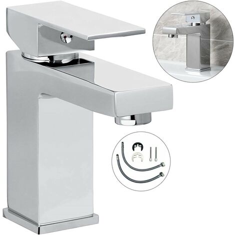 Chrome Edge Waterfall Cloakroom Basin Mixer Tap Sink Mono Bathroom + Fixings