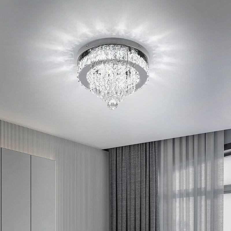 Chrome Elegant Crystal 30cm Dia Round Ceiling Light