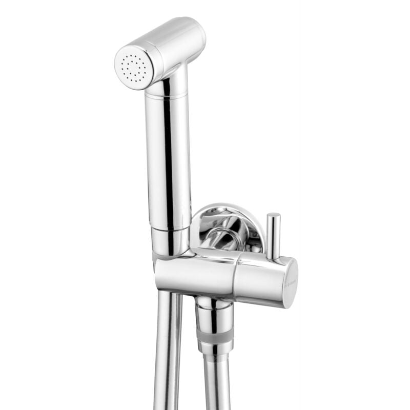 Chrome Finished Brass Bidet Tap Expendable Handle 1.5m Hose Angled Connection