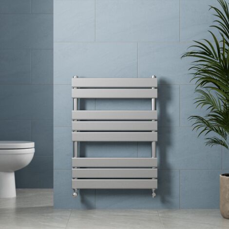Chrome Flat Panel Heated Towel Rail Bathroom Radiator 800 x 600mm