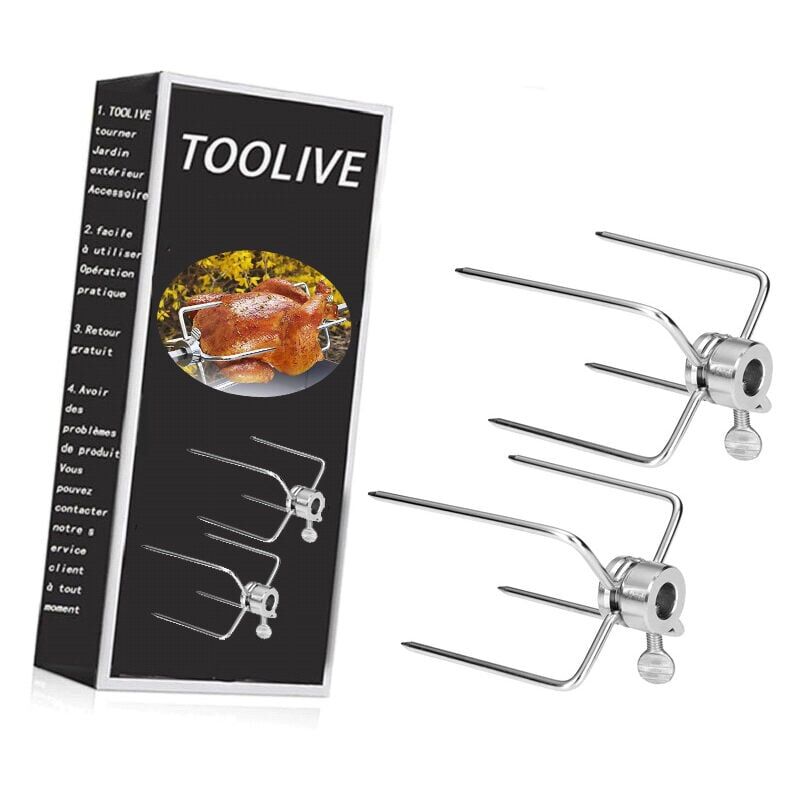 Chromé Fourchette Viande Aiguilles pour Le Barbecue Brochettes à accrocher avec vis de pour Rôtisserie Broche , Lot de 2