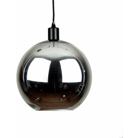 Chrome Glass Ball Ceiling Pendant Light Shade Black Ceiling Rose Braided Flex