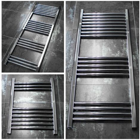 Chrome Heated Towel Rail Bathroom Radiator - Choice of Sizes, 500 x 1000mm-No valves