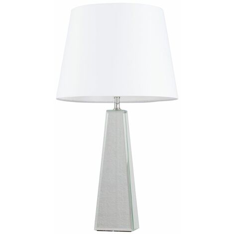 Chrome & Mirrored Table Lamp + White Shade