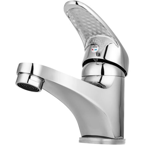 Chrome Mono Basin Tap - Single Lever Hot & Cold Mixer Tap for Bathroom Sink