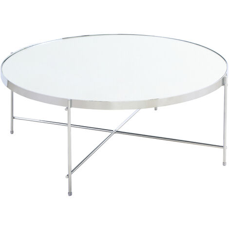 main image of "Chrome Oakland Round Coffee Table with mirrored top and metal base, W82.5xD82.5xH33 cm - Chrome"