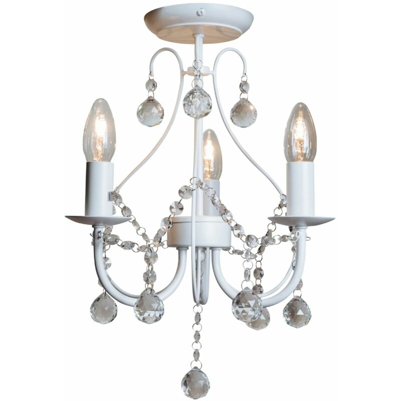 White 3 Light Crystal Chandelier