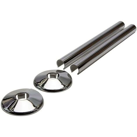 Chrome Pipe Covers Radiators and Towel rails Greenedhouse SnapFit 2 pack 200mm Long 15mm pipe Central Heating Clip On Covers Snappit
