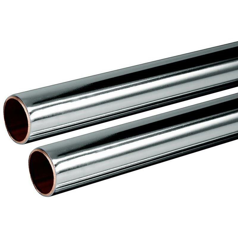 Chrome Plated Copper Tube 15mm 2x 1m Length BS EN1057 R250 British Copper 2.0m