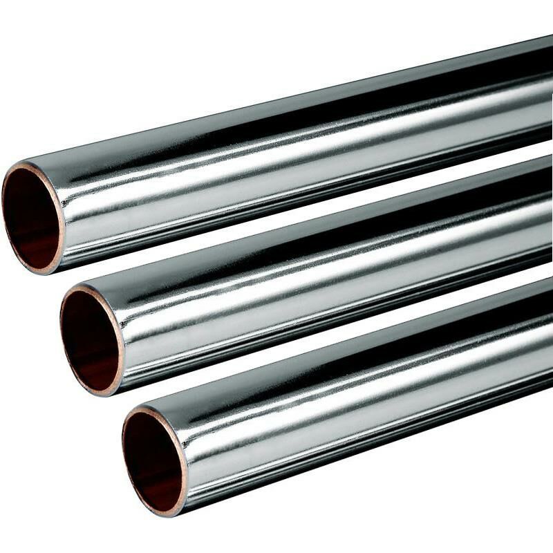 Image of Chrome Plated Copper Tube 15mm 3x 1m Length bs EN1057 R250 British Copper 3.0m