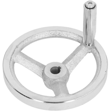 Chrome-plated lathe handwheel 12 x 125 mm, 3-spoke cast iron handwheel, milling machine handwheel, machine tool handwheel, swiveling handwheel for lathe milling machine
