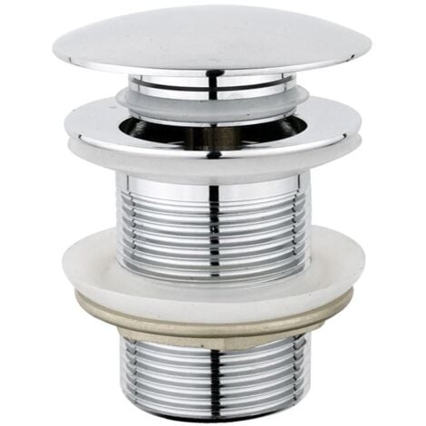 Chrome Plated Unslotted Click-Clack Waste Plug Basin Sink Drain Without Overflow