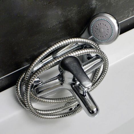 Chrome Single Lever Bath Shower Mixer Tap with Shower Head & Hose