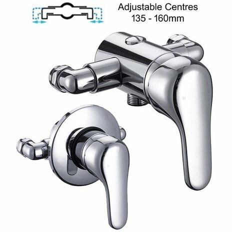 Chrome Single Lever Shower Mixer Valve Exposed Concealed -130 - 160mm Centres