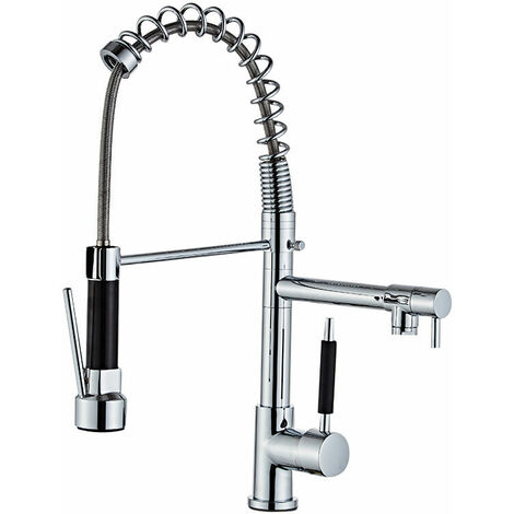Chrome Sink Mixer Rotary Kitchen Faucet with Two Outlets