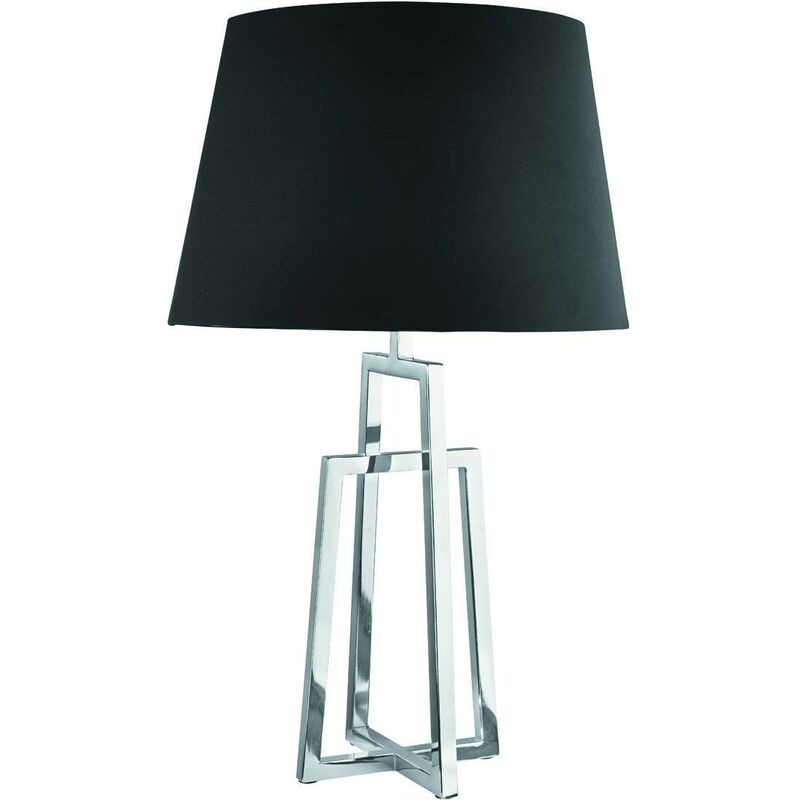 Searchlight York - 1 Light Table Lamp Chrome with Black Fabric Shade, E27