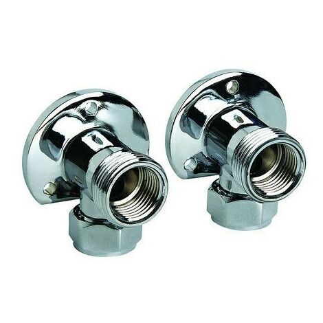 BUYAPARCEL Chrome Thermostatic Wall Elbow Mounts for Exposed Bar Mixer Showers 1 Pair