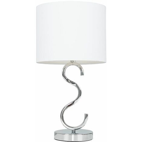 Chrome Touch Table Lamp with Drum Shades - Grey