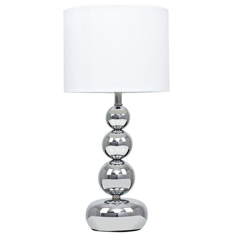 MINISUN Chrome Touch Table Lamp With White Faux Silk Shade