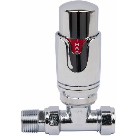 Chrome TRV Straight Thermostatic Radiator Valve For Towel Rails 15mm x 1/2"